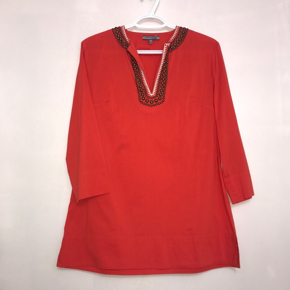 Anne Klein Bright Orange Summery Brass Bead Top - Picture 14 of 14